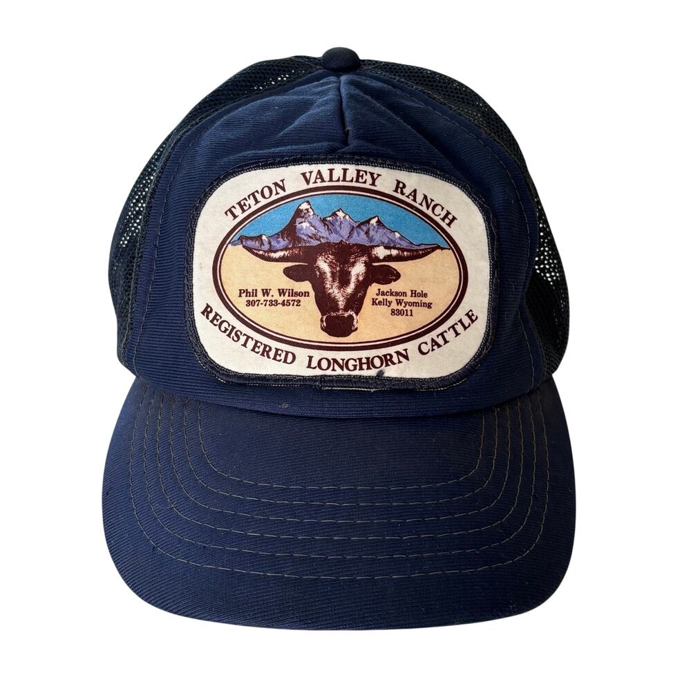 Teton Valley Ranch Longhorn Cattle 70’s Trucker Hat SnapBack Jackson Hole WY